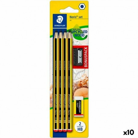 Pencil Set Staedtler Hexagonal HB Pencil Sharpener Eraser (10 Units)