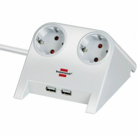 2-pesaga pistik ilma toitelülitita Brennenstuhl 1153520222 3600 W USB x 2 Laua (1,8 m)