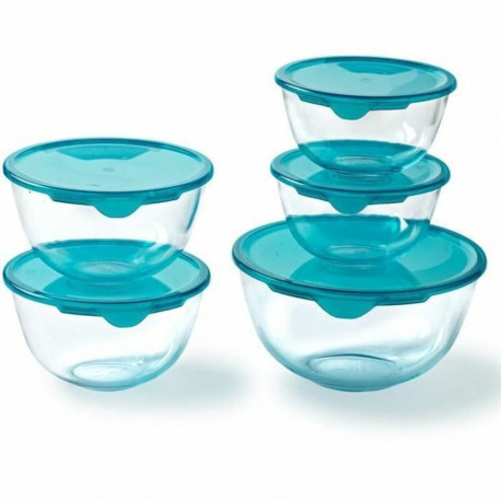 Set of lunch boxes Pyrex Transparent Turquoise 5 Pieces