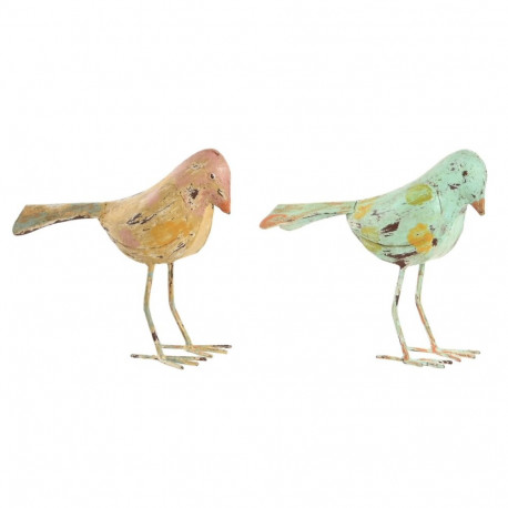 Dekoratiivkuju Home ESPRIT Roheline Roosa 26 x 9 x 24 cm (2 Ühikut)