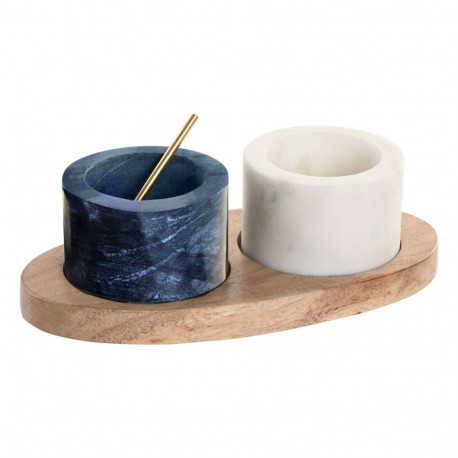 Soola Ja Pipratoosid Home ESPRIT Valge Must Naturaalne Roostevaba teras Akaatsia 20 X 10 X 7,6 CM