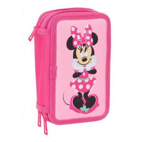 Triple Pencil Case Minnie Mouse Pink 12,5 x 19,5 x 5,5 cm 37 Pieces