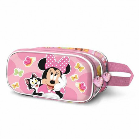 Kahe tõmblukuga pliiatsikarp Minnie Mouse Kitten Roosa 22 x 8 x 9,5 cm 3D