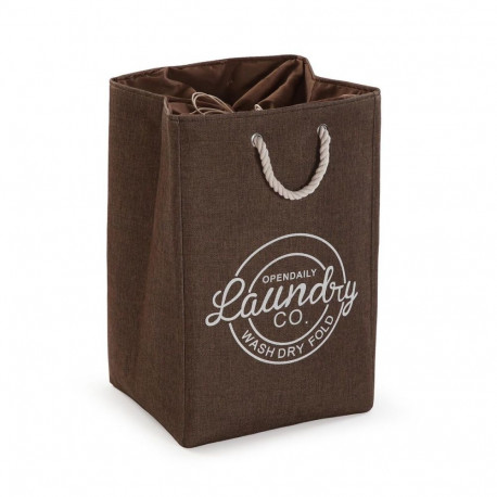 Laundry basket Versa Brown Polyester PVC Metal EVA 30 x 55 x 36 cm