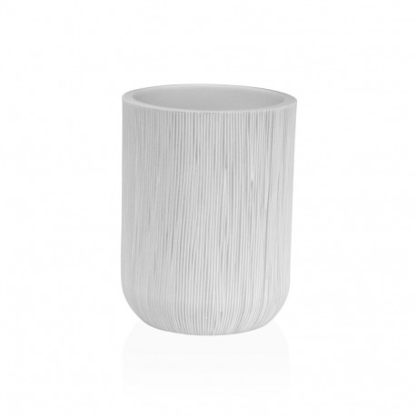 Toothbrush Holder Versa White Resin 8 x 10,5 x 8 cm