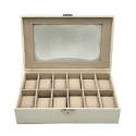 Box for watches Versa White Polyurethane Paper Mirror MDF Wood 20 x 8,5 x 32,5 cm