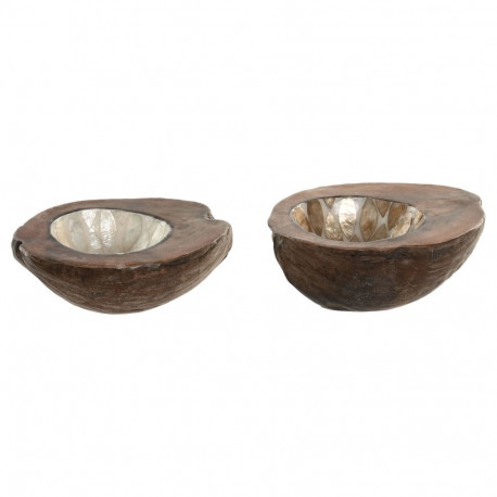 Valet Tray Home ESPRIT White Beige 22 x 18 x 8 cm (2 Units)