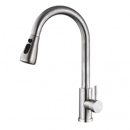 Mixer Tap Fontastock Grey Stainless steel Ceramic C-shaped