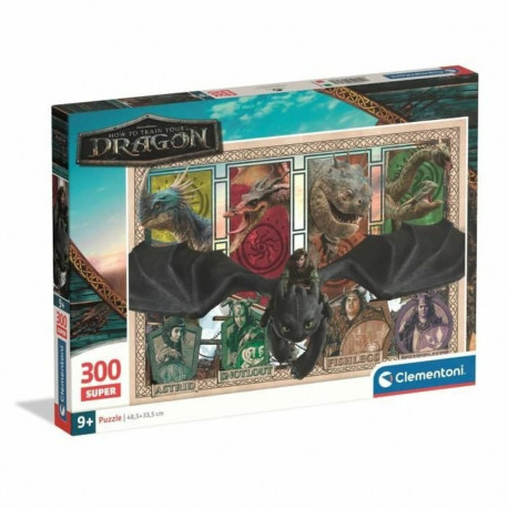 Pusle Clementoni Super - How to Train your Dragon 48,5 x 33,5 cm 300 Tükid, osad