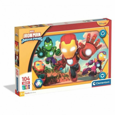 Puzzle Clementoni Maxi - Iron Man and his awesome friends 62 x 42 cm 104 Pieces
