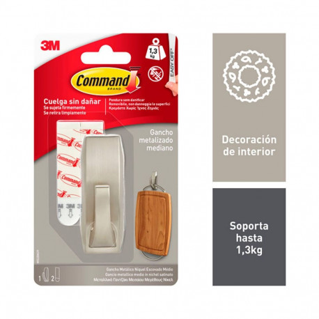 Konks riputamiseks 3M 1,3 kg 29 X 79 X 29 MM Hõbedane Metall (1 Ühikut)