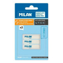 Eraser Set Milan AFILABORRA STICK White 3 Pieces (12 Units)