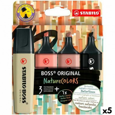 Fluorescent Marker Set Stabilo BOSS ORIGINAL NATURECOLORS Multicolour 4 Pieces (5 Units)
