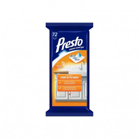 PRESTO Wet wipes for the kitchen 72 pcs / antibacterial