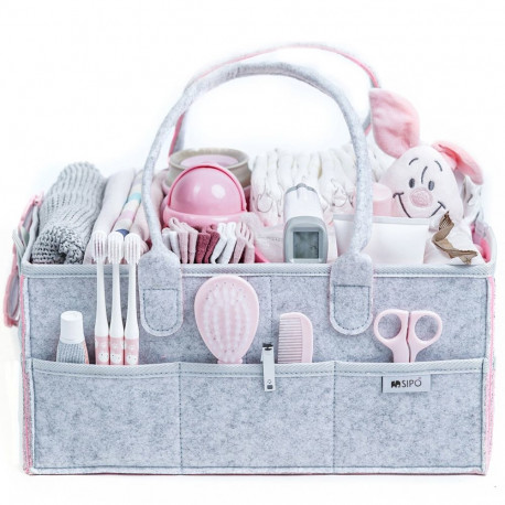 SIPO felt diaper caddy bag for baby accessories pink OF002