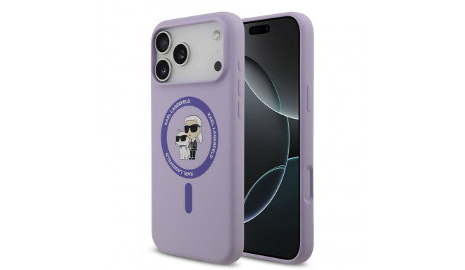 Karl Lagerfeld Apple iPhone 17 Pro Max Liquid Silicone Karl and Choupette MagSafe Case Purple