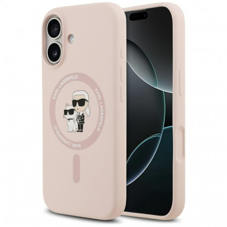 Karl Lagerfeld Apple iPhone 17 Liquid Silicone Karl and Choupette MagSafe Case Pink