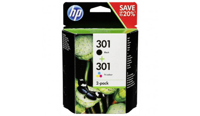 HP N9J72AE kombo 2-pakk must/värviline nr 301