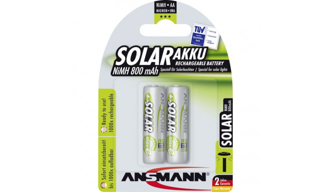 1x2 Ansmann maxE NiMH laetav aku Mignon AA 800 mAh SOLAR 5035513