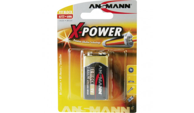 1 Ansmann Alkaline 9V plokk X-Power