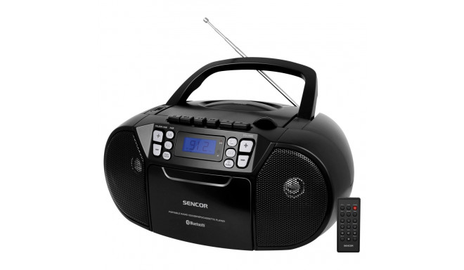Cassette player with CD, BT Sencor, black