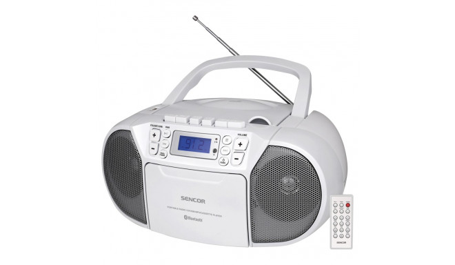 Cassette player with CD, BT Sencor, white