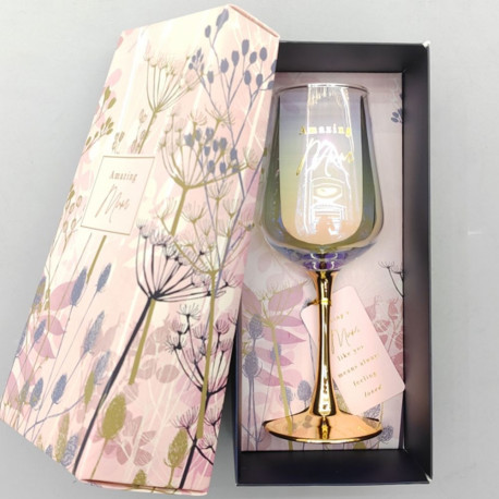 Wine goblet FLOW "Amazing Mum" H21,2cm, 450ml