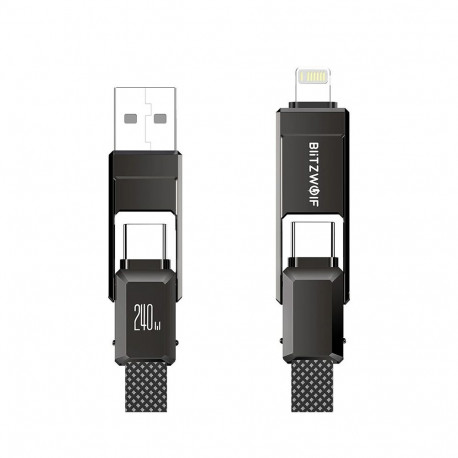 Blitzwolf BW-HDC7 4-in-1 USB+C+Lightning cable 240W 1.2m (black)