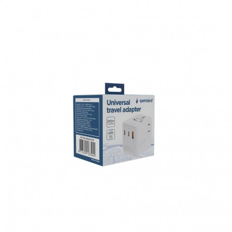 Gembird Universal travel power adapter | TPA-1A2C20-01-W | 20 W | Travel Adapter
