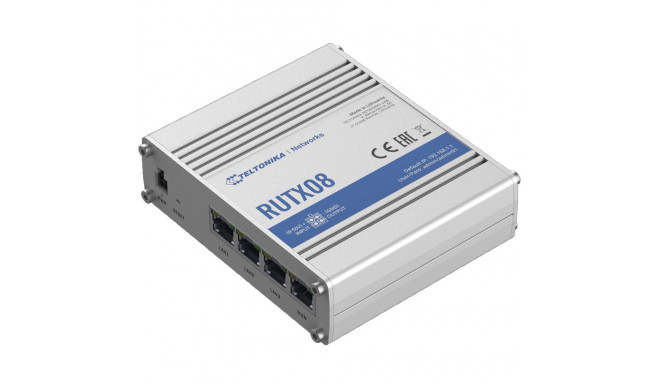 Tööstuslik Ruuter | RUTX08 | Ilma Wi-Fi-ta | 10/100/1000 Mbit/s | Ethernet LAN (RJ-45) pordid 4 | Me