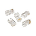 Modular plug 8P8C for solid LAN cable CAT5, UTP, 10 pcs. per bag | Modular 8P8C RJ45 plug, 30u” gold