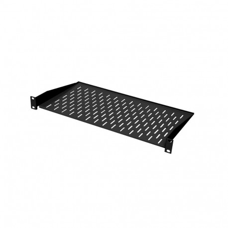 Fixed shelf 19´´, 2U, 300mm, mounting at front RAL 7021 black