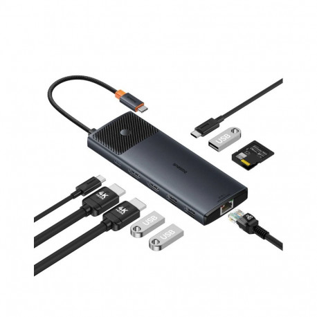 Docking Station 1in10 USB C plug - 2xHDMI RJ45 SD/TF USB3 BASEUS