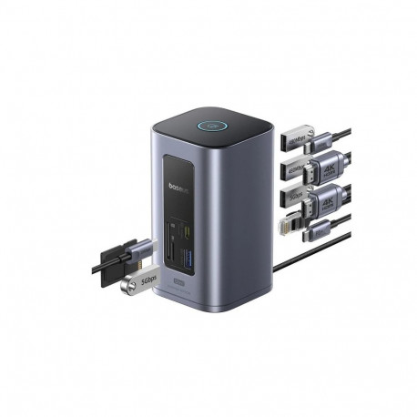 Docking Station 1in12 USB C plug - 2xHDMI RJ45 SD/TF USB3 NU1 Air Spacemate BASEUS