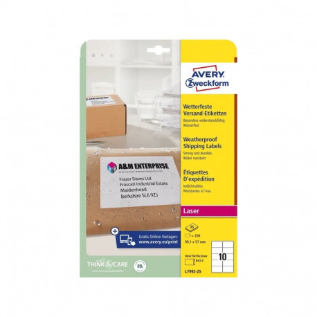 Kleebisetikett ilmastikukindel AVERY Zweckform 99,1x57mm 25 lehte (L7992-25)