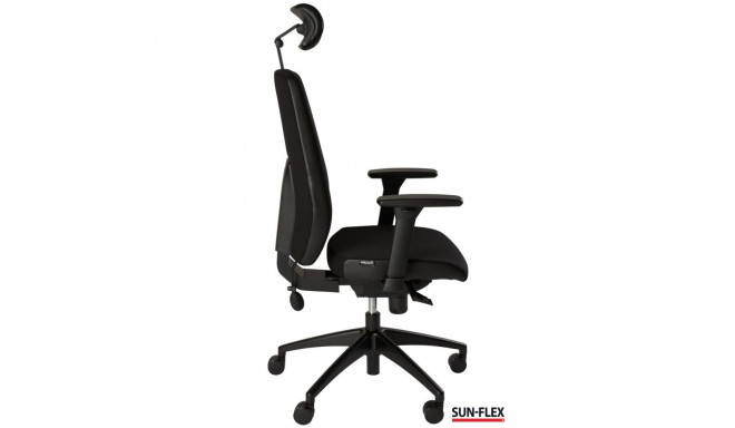 Töötool SUN-FLEX HB 250505 peatoega, regul. käetoed/kangas Onyx Black+must alum. jalarist