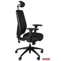 Töötool SUN-FLEX HB 250505 peatoega, regul. käetoed/kangas Onyx Black+must alum. jalarist