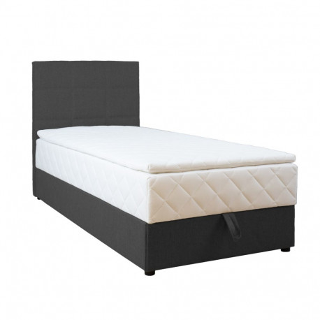 Continental bed LEVI 90x200cm, with mattress, dark grey