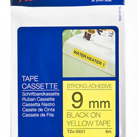 BROTHER TZES621 9 BLACK ON YELLOW STR. A