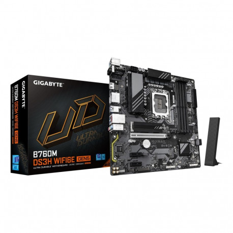 GIGABYTE B760M DS3H WIFI6E GEN5 Motherboard - Supports Intel Core 14th Gen CPUs, 6+2+1 Phases Digita