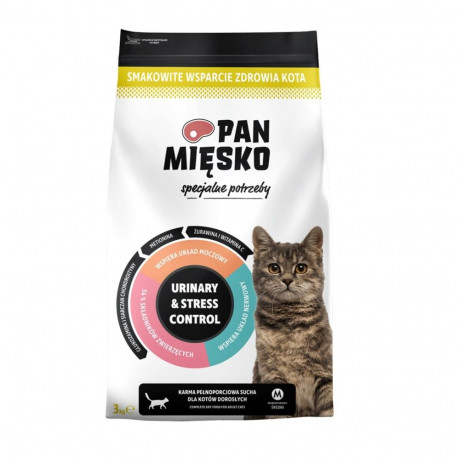 PAN MIĘSKO Urinary & Stress Control kalkuni kuiv kassitoit 3kg