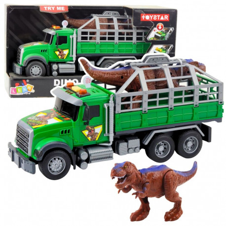dinosauride transpordiveok dinosaurusfiguuriga tuled ja helid, roheline