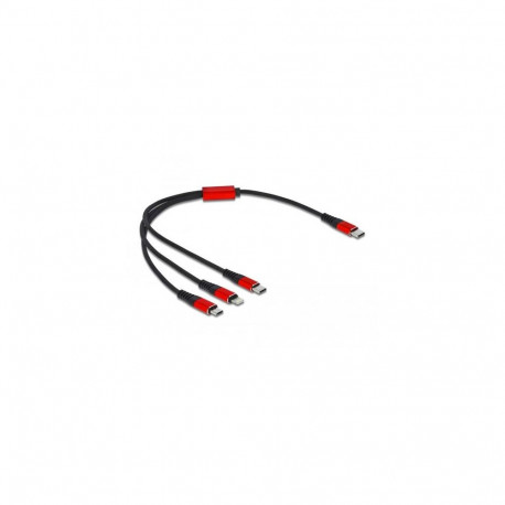 DeLOCK USB Charging Cable 3 in 1 USB Type-C to Lightning / Micro USB / USB Type-C 30 cm black / red