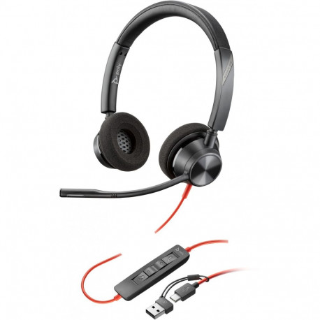 HP Poly Blackwire 3320 stereo USB-C peakkomplekt + USB-C/A adapter (213934-01)