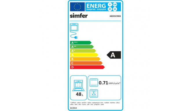 Simfer | Cooker | 4403SERBB | Hob type Gas | Oven type Electric | White | Width 50 cm | Electronic i