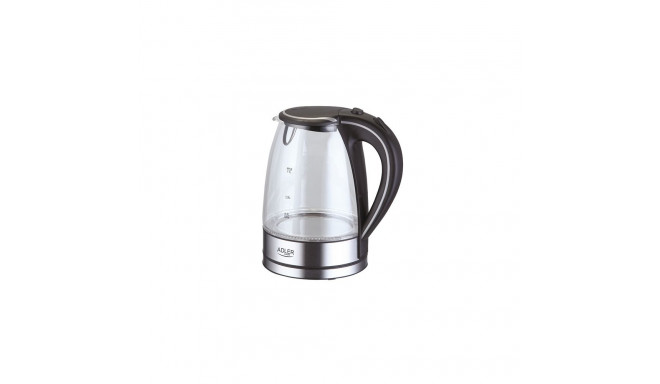 Adler | Kettle | AD 1225 | Standard | 2000 W | 1.7 L | Glass | 360° rotational base | Transparent/St