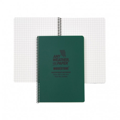 Veekindel märkmik Modestone C53MIL (210x148mm), 50lehte, ruuduline, roheline, külgspiraal
