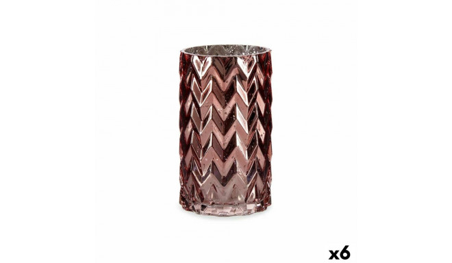 Vase Engraving Ear (of wheat) Pink Crystal 11,3 x 19,5 x 11,3 cm (6 Units)