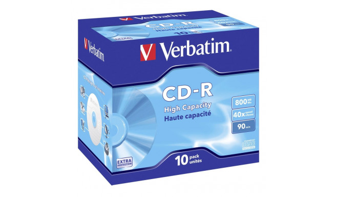 1x10 Verbatim CD-R 90 / 800MB JC 48x kiirus, lisakaitse