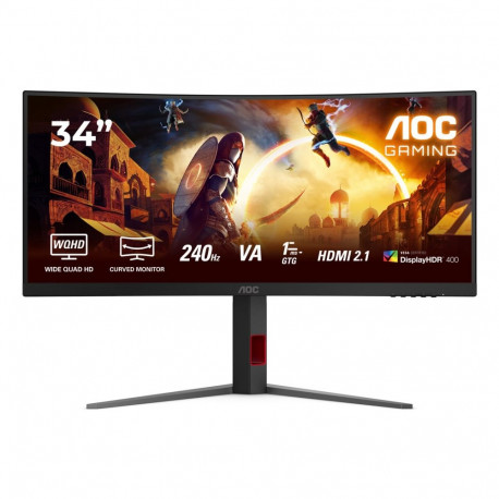 AOC G4 CU34G4Z arvutimonitor 86.4 cm (34") 3440 x 1440 pikslit Wide Quad HD LED must, punane